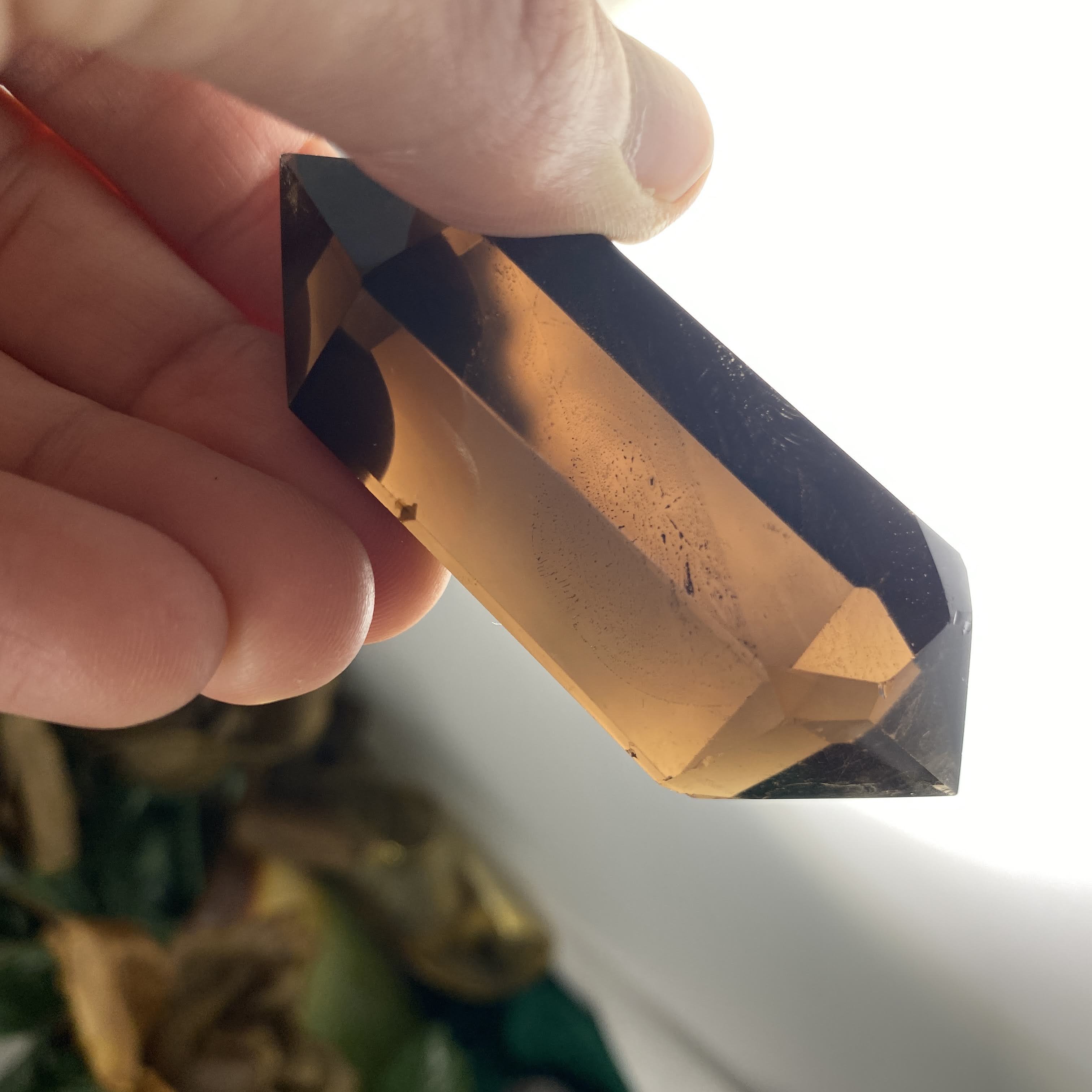 Smoky Quartz- Smoky Quartz Deep Dark Polished Double Terminated Point / Wand! (B156)